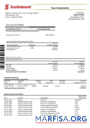 Printable Chile Scotiabank bank statement word example